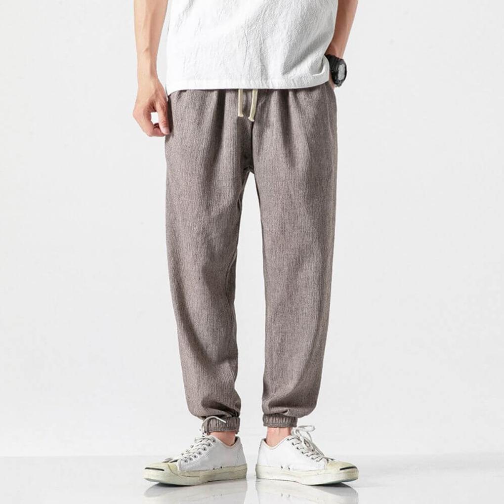 Men's Cotton Linen Comfort Pants, Lightweight Everyday Trousers
