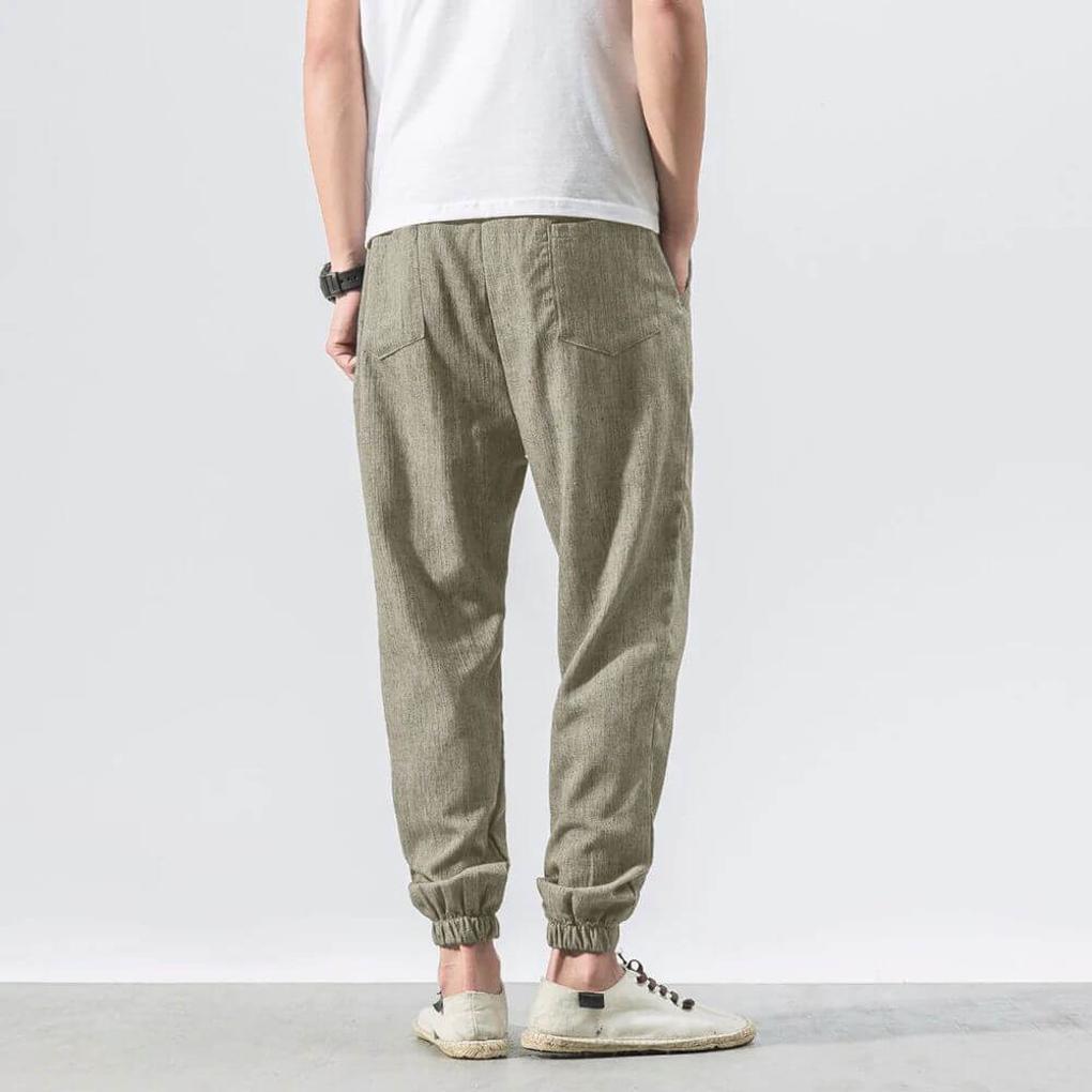 Men's Cotton Linen Comfort Pants, Lightweight Everyday Trousers