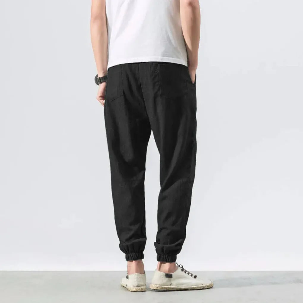 Men's Cotton Linen Comfort Pants, Lightweight Everyday Trousers