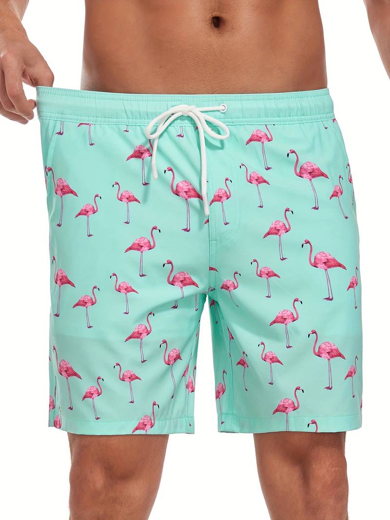 Men's Swim Trunks with Drawstring Waist, Mid-Thigh Quick-Dry Board Shorts