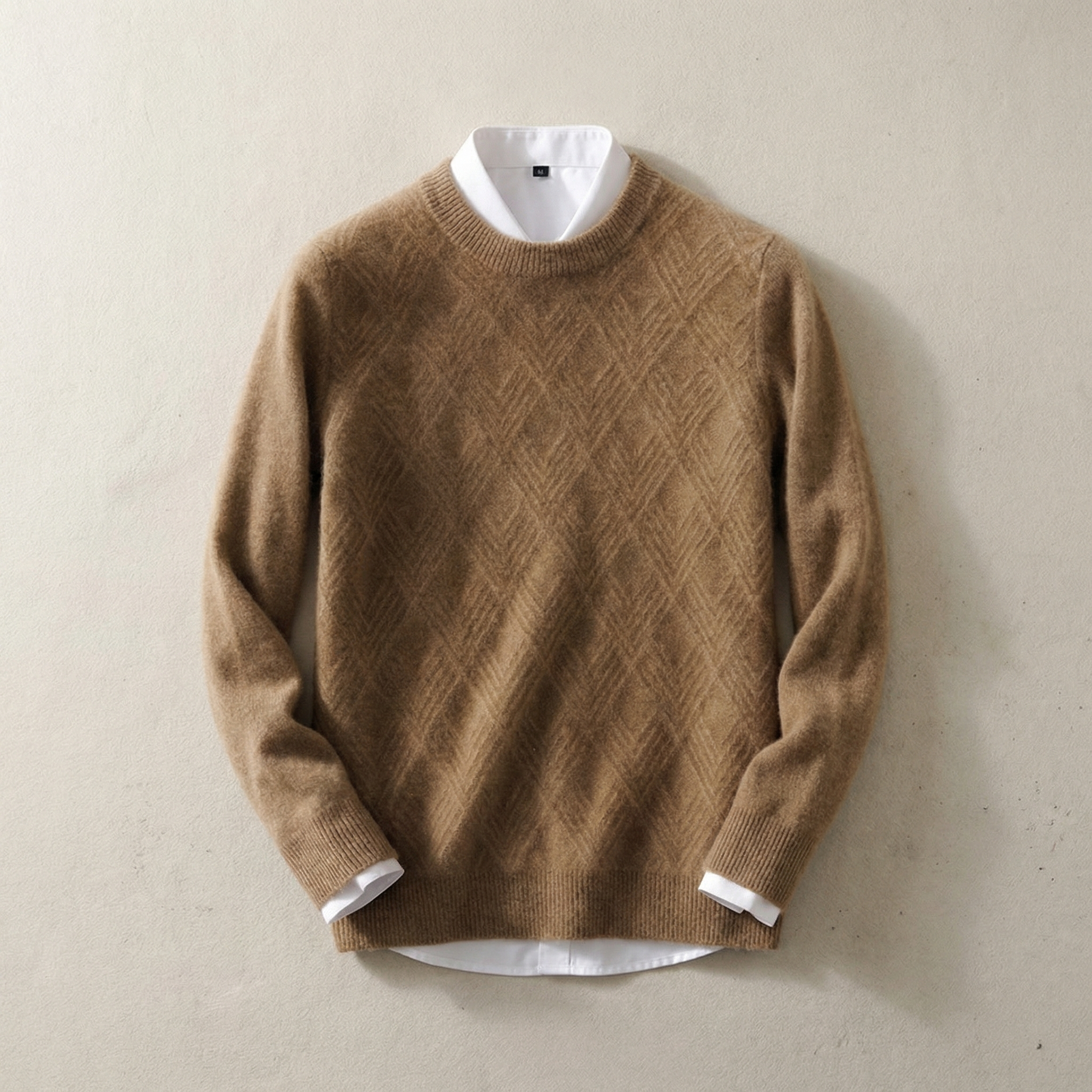 Lucca Cashmere Sweater for Men - Textured Knit with Ribbed Cuffs