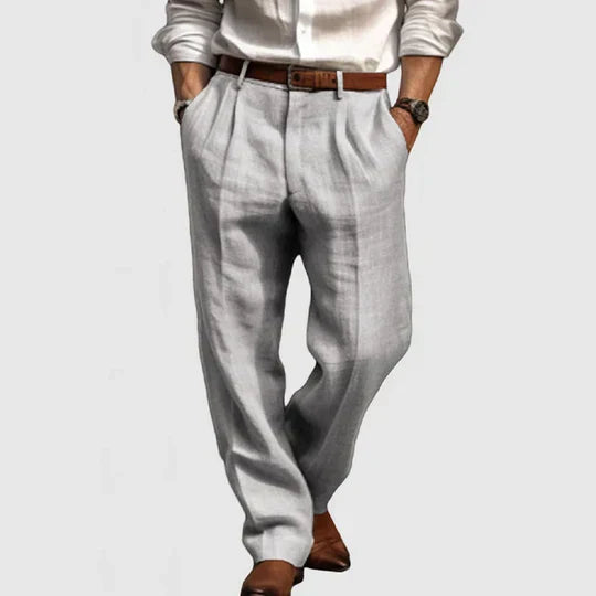 Men's Cotton-Linen Casual Trousers - Breathable Straight-Leg Pants
