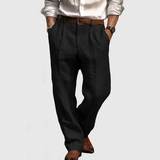 Men's Cotton-Linen Casual Trousers - Breathable Straight-Leg Pants