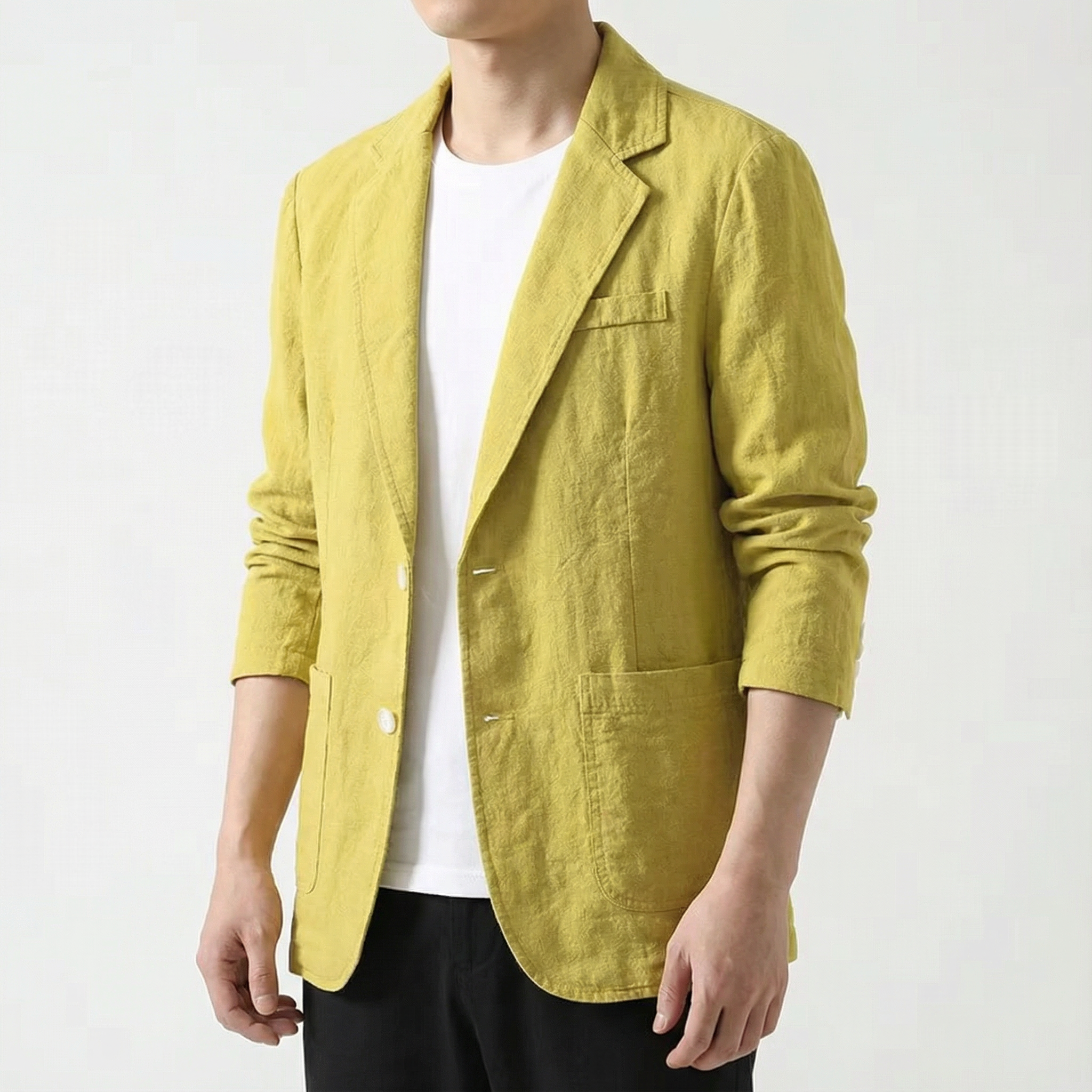 Milan Linen Blazer for Men, Lightweight Tailored Layer with Classic Lapels