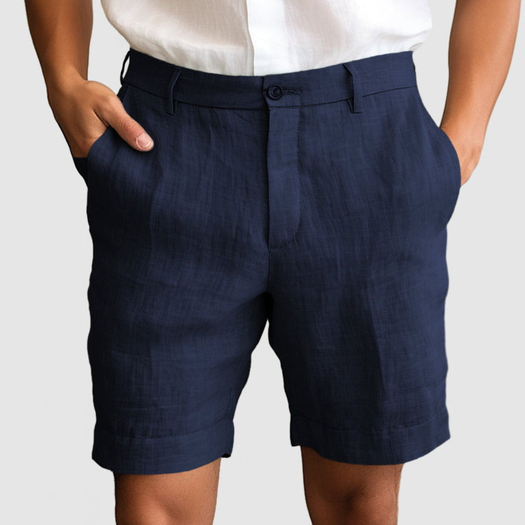 Men's Cotton Linen Casual Shorts, Breathable Summer Shorts