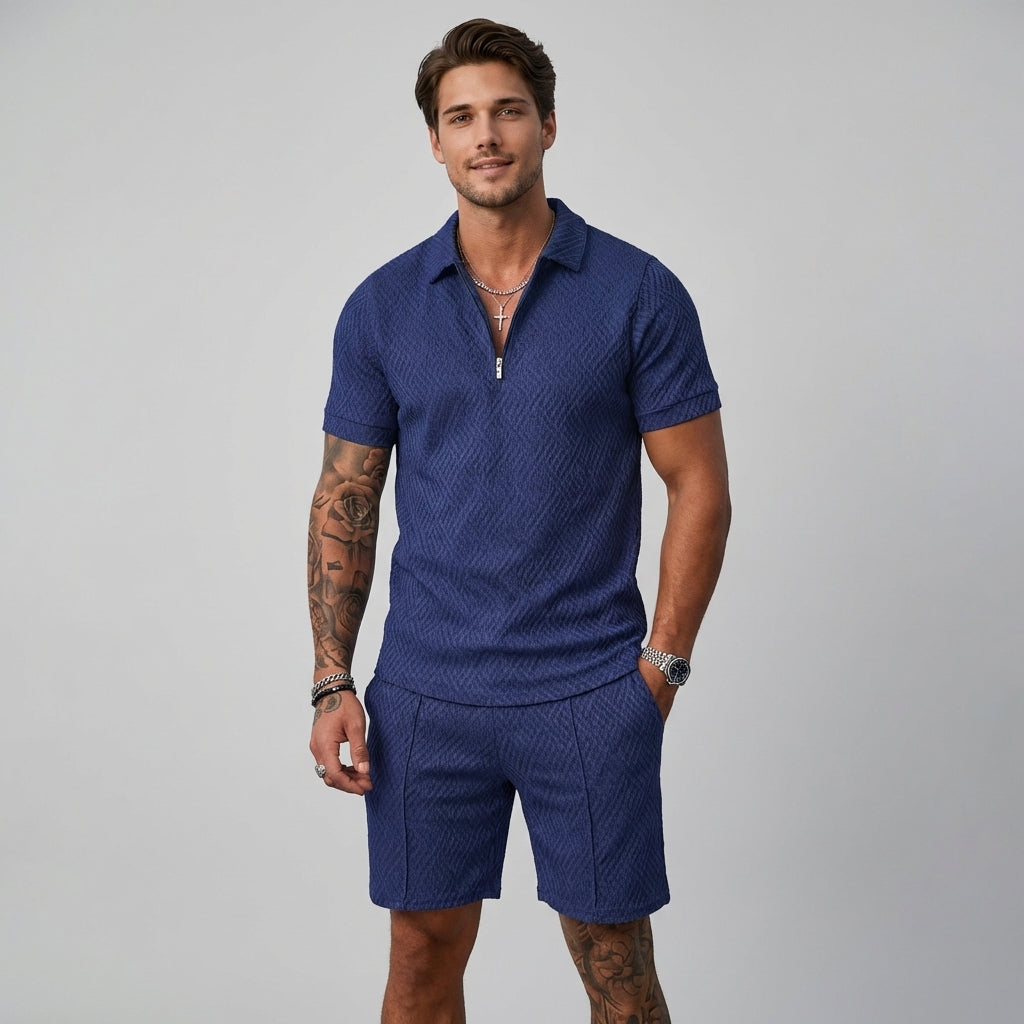 Men's Two-Piece Summer Set - Polo Shirt and Shorts Matching Outfit