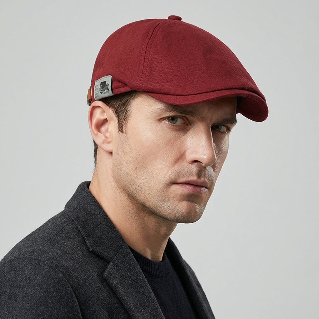 Men's Adjustable Beret - Classic Wool-Style Hat with Sun Protection