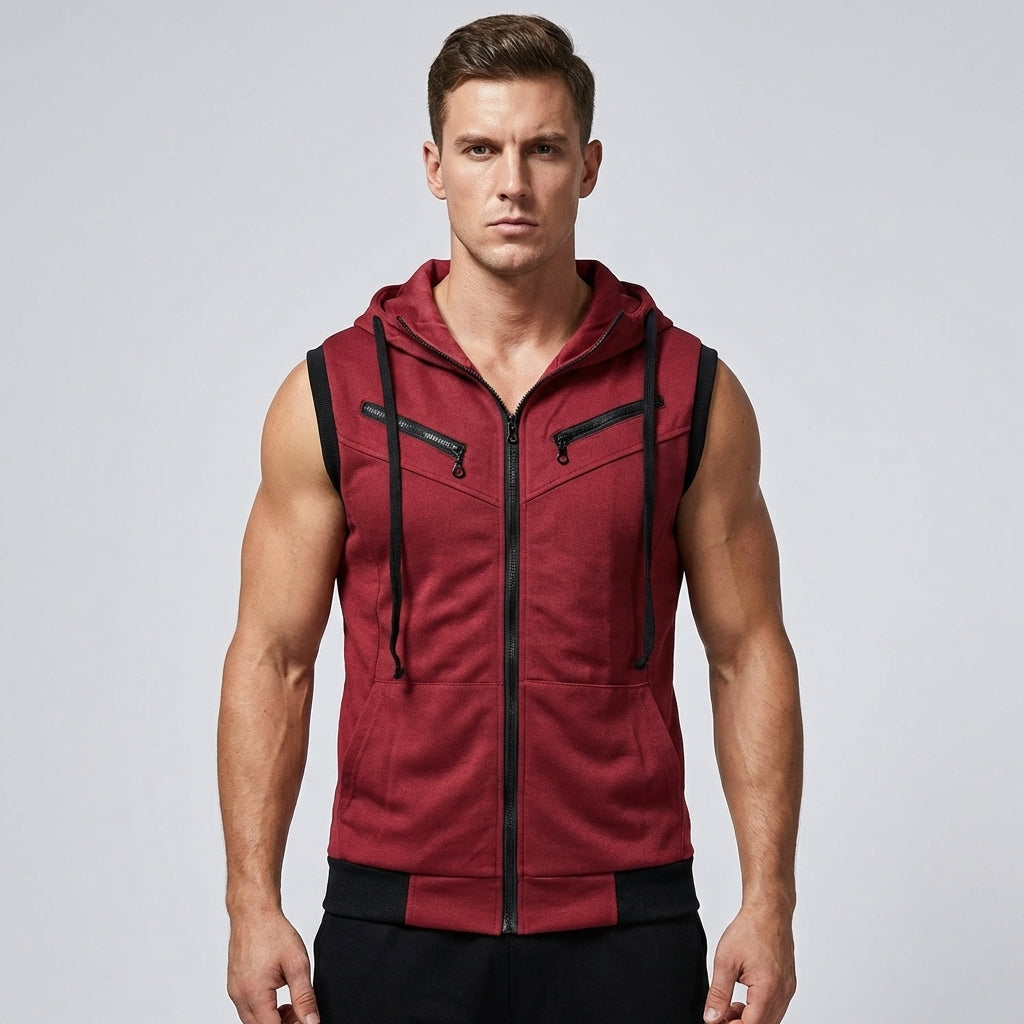 Men's Sleeveless Hooded Vest, Lightweight Layering Piece