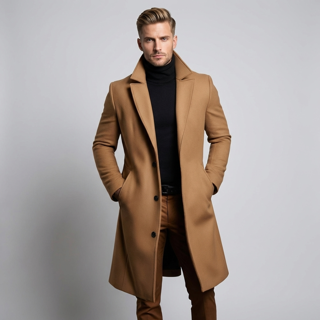 Men's Wool Coat | Classic Tailored Wool Overcoat for Winter