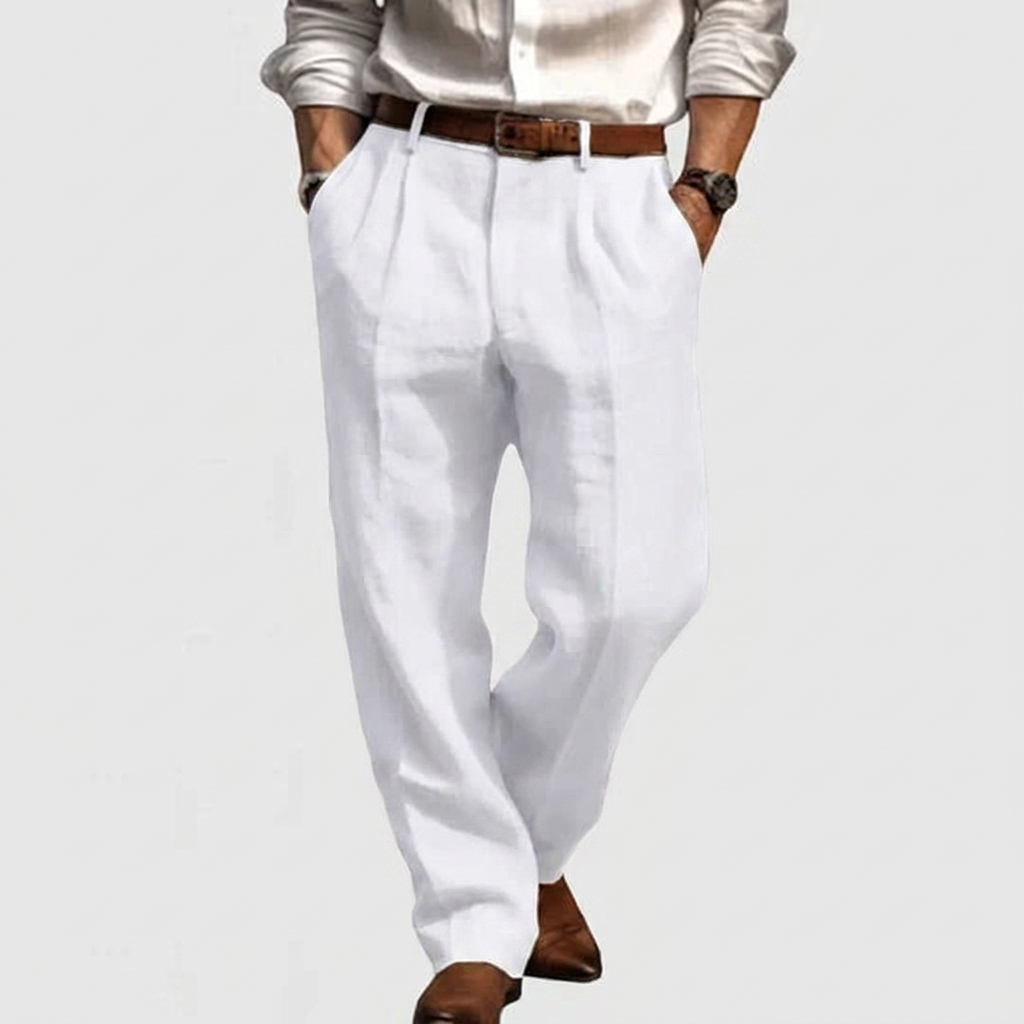 Men's Cotton-Linen Casual Trousers - Breathable Straight-Leg Pants