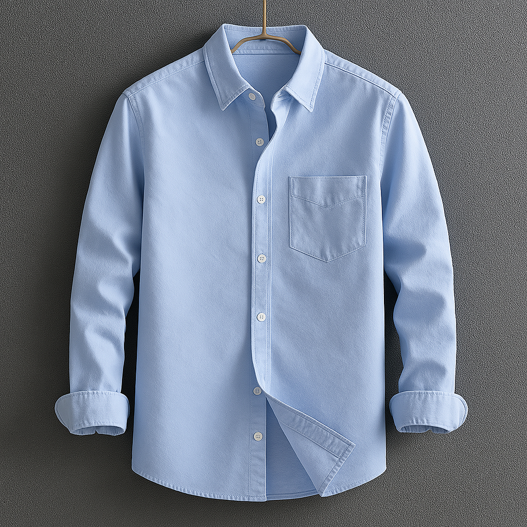 Men's Classic Button-Down Shirt with Turn-Down Collar, Versatile Casual Shirt
