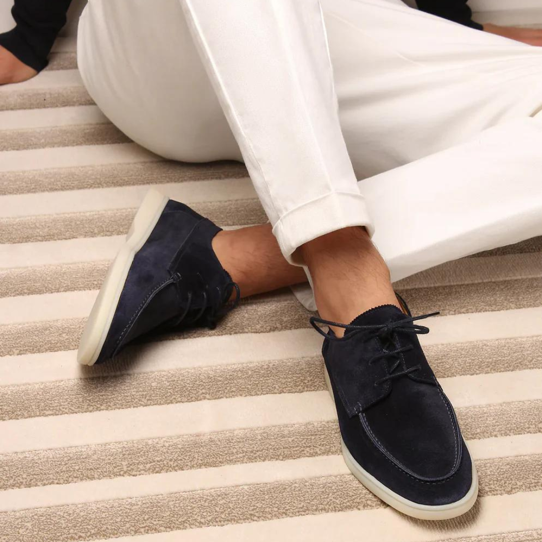 Men's Leather Lace-Up Loafers - Premium Leather Dress Shoes