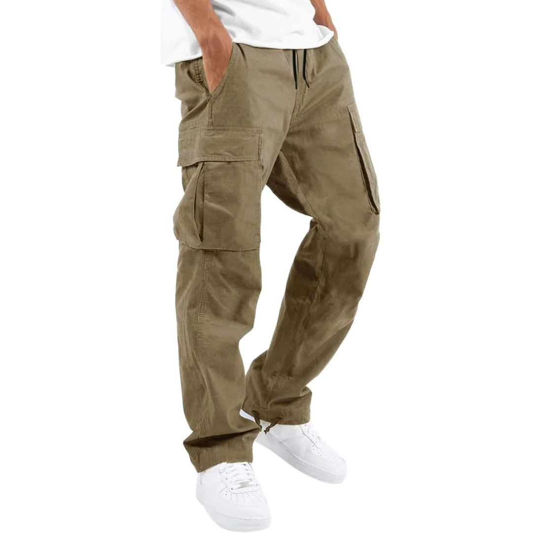 Men's Cotton Cargo Joggers - Breathable Straight Fit Sweatpants
