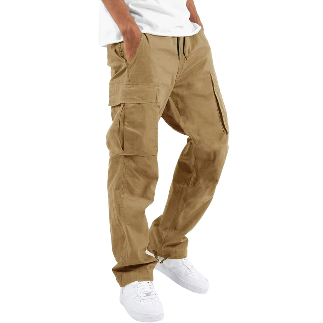 Men's Cotton Cargo Joggers - Breathable Straight Fit Sweatpants