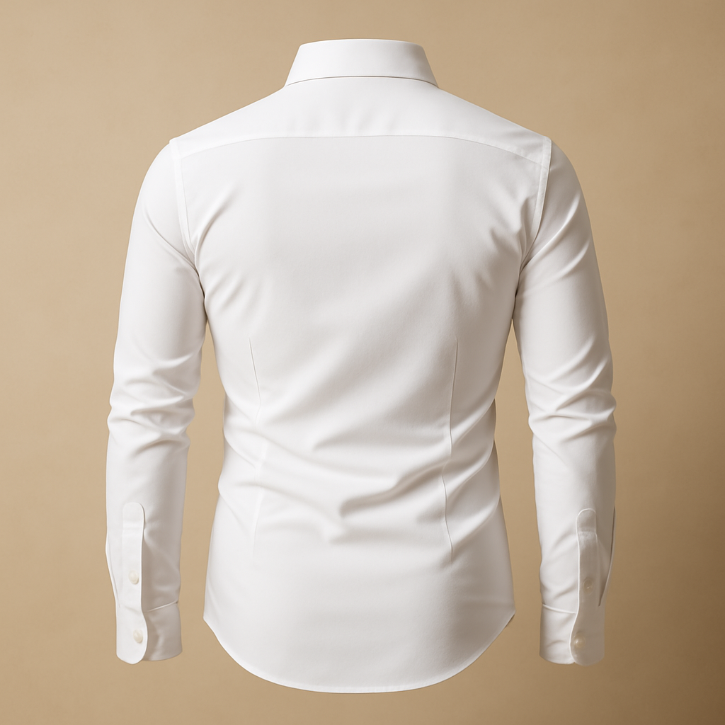 Men's Formal Button-Up Shirt with Contrast Cuffs, Long Sleeve Dress Shirt