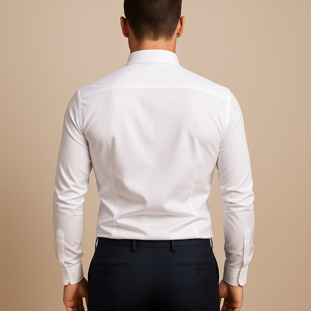 Men's Formal Button-Up Shirt with Contrast Cuffs, Long Sleeve Dress Shirt