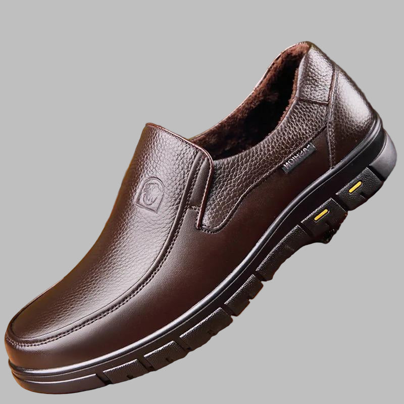Men's Genuine Leather Casual Shoes, Water-Resistant Non-Slip Sole