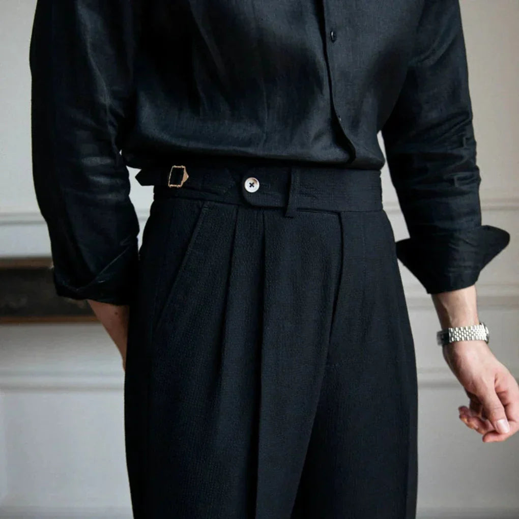 Men's Business Trousers, Flat-Front Straight-Leg Dress Pants