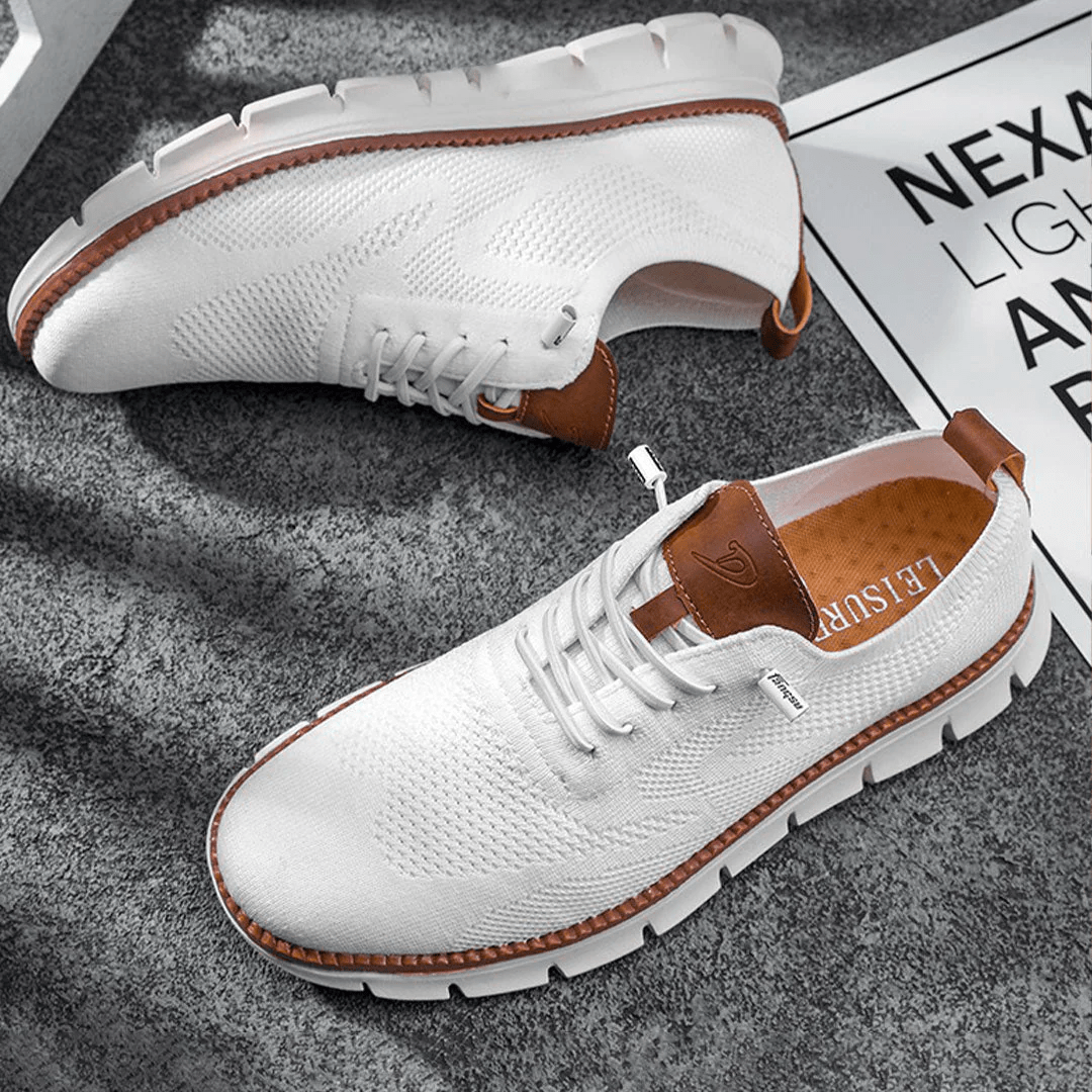 Men's Knit Sneakers with Flex Grip Sole, Lightweight Casual Trainers