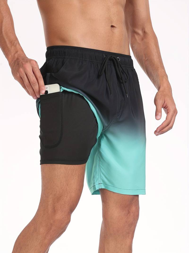Men's Swim Trunks with Drawstring Waist, Mid-Thigh Quick-Dry Board Shorts