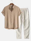 Men's Linen Two-Piece Summer Set - Shirt and Trousers