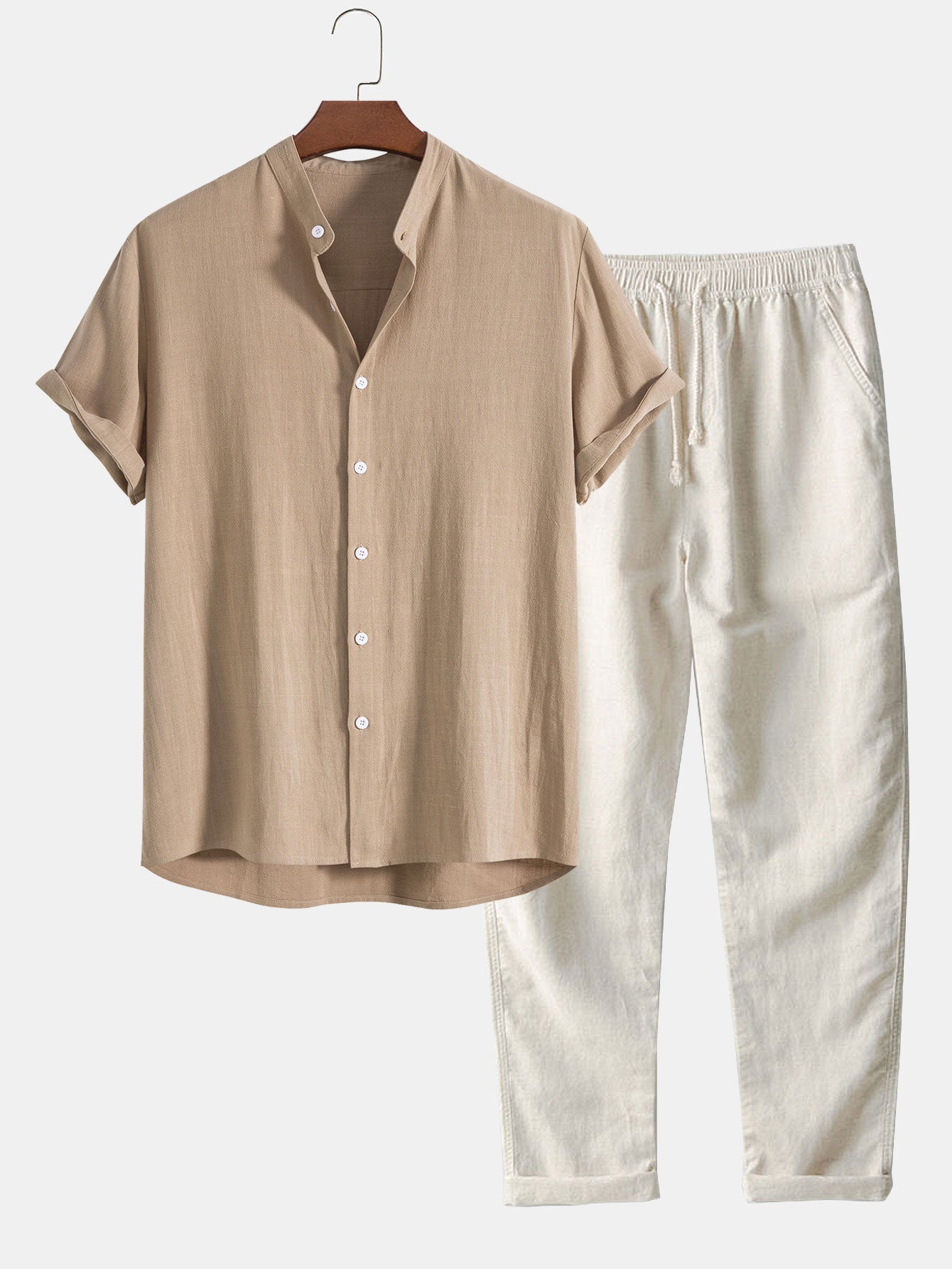 Men's Linen Two-Piece Summer Set - Shirt and Trousers