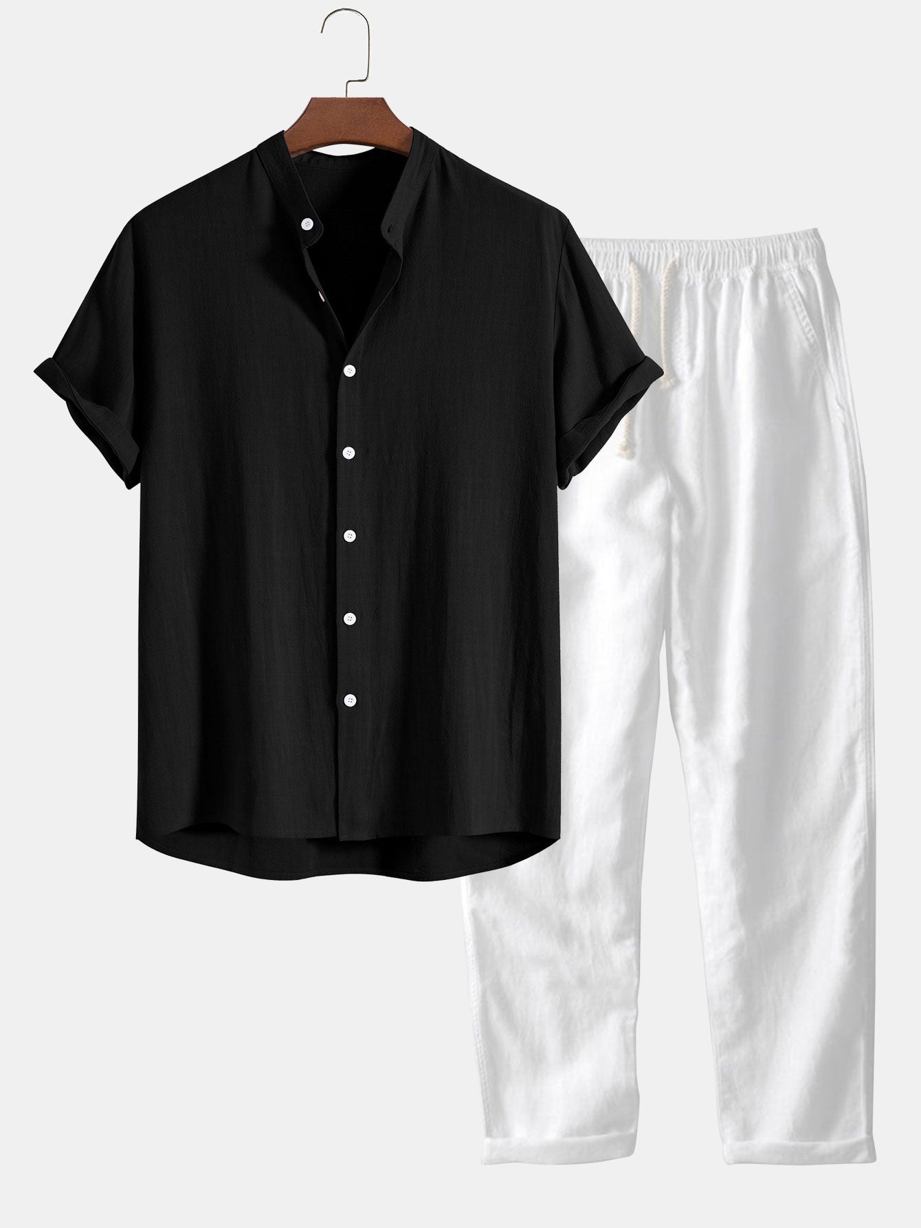 Men's Linen Two-Piece Summer Set - Shirt and Trousers