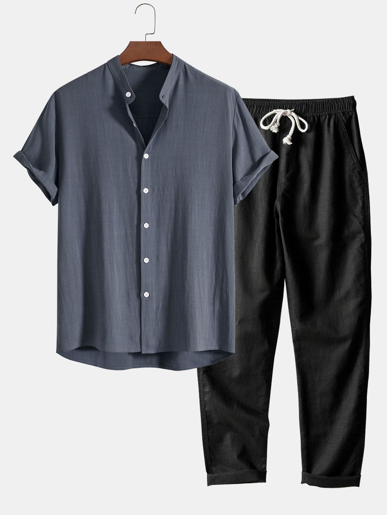 Men's Linen Two-Piece Summer Set - Shirt and Trousers