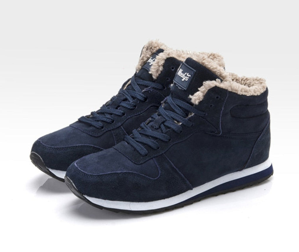 Men's Winter Boots, Suede Boots with Wool Lining and Rubber Sole