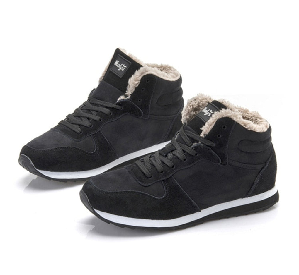 Men's Winter Boots, Suede Boots with Wool Lining and Rubber Sole