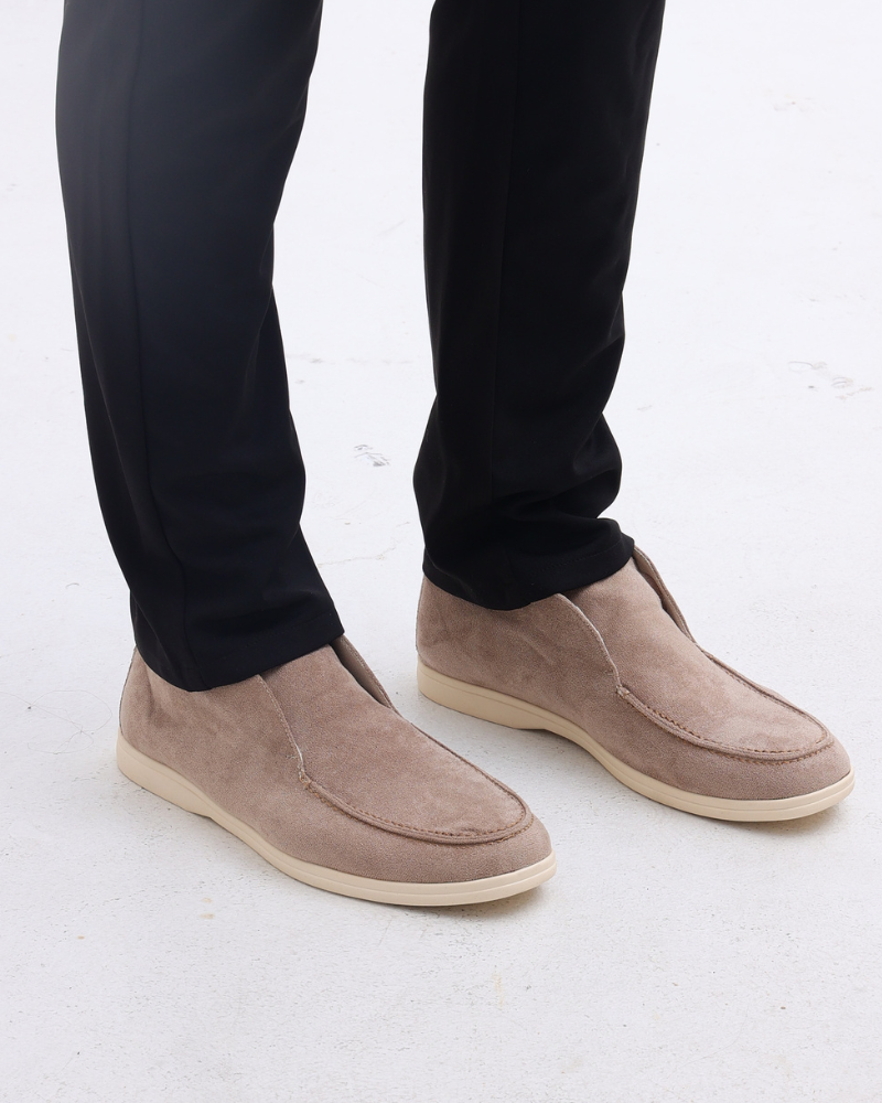 Men's High Loafers with Contrast Sole, Stylish Slip-On Shoes