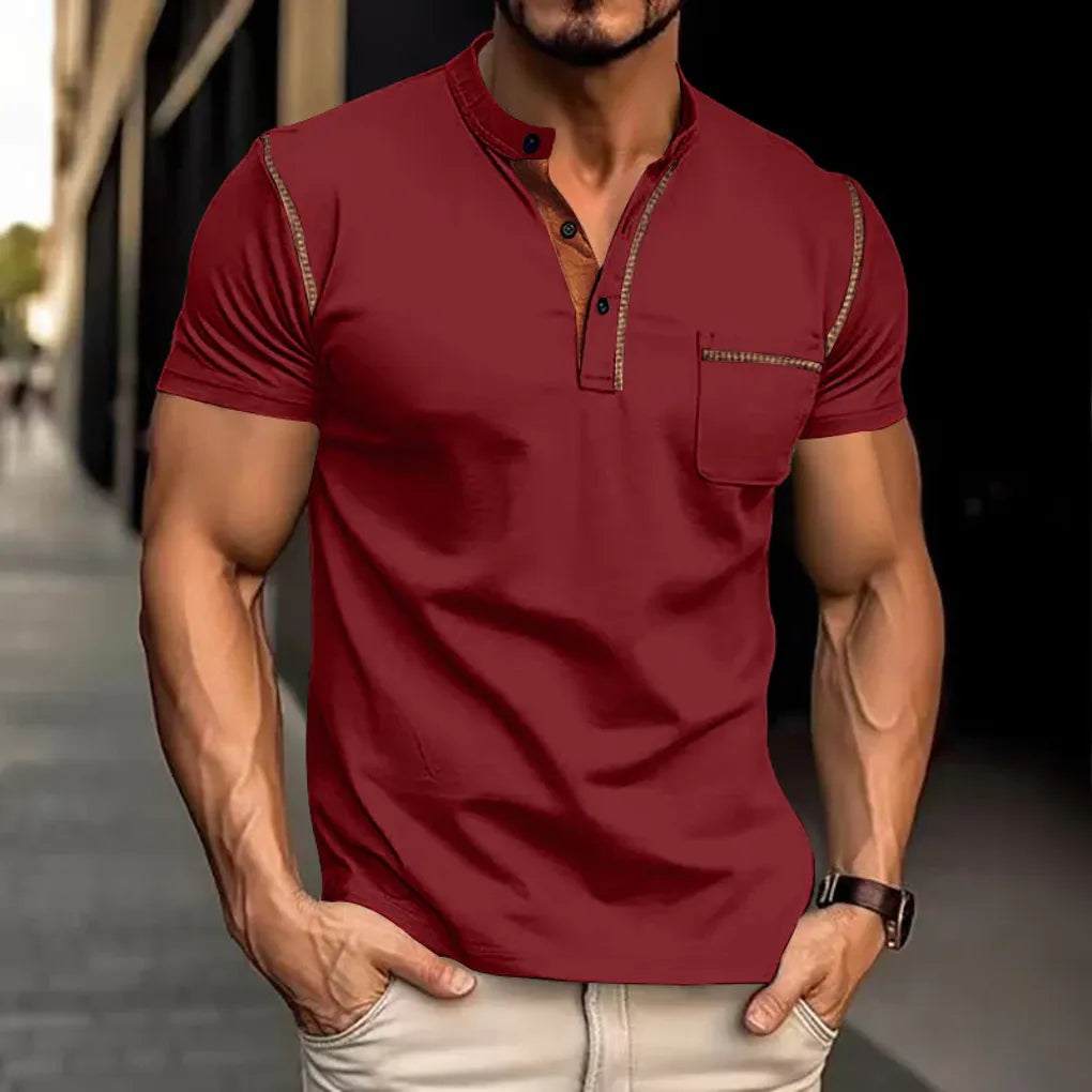 Men's Ribbed Collar Polo Shirt, Knit Polo for Casual and Smart-Casual Wear