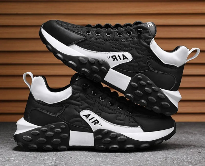 Men's Platform Sneakers - Breathable Lace-Up Casual Shoes