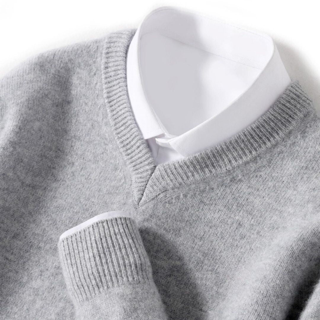 Olympia Merino V-Neck Sweater - Ultra-Soft Merino Wool for Men