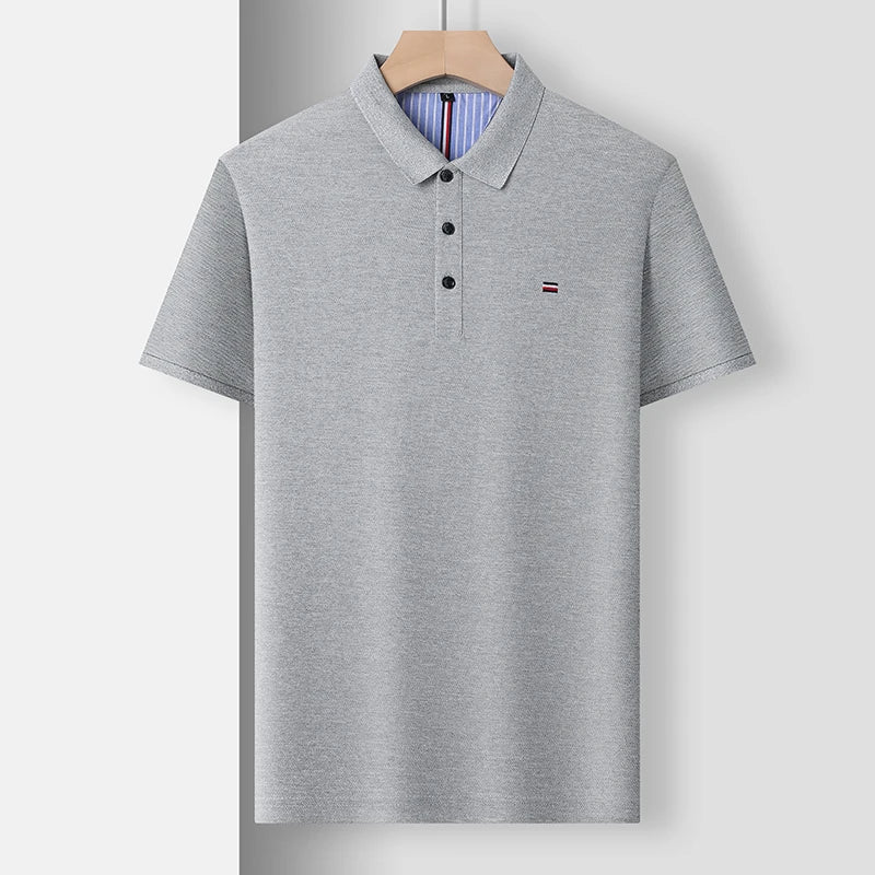 Men's Breathable Polo Shirt, Cotton Blend with Embroidery Detail
