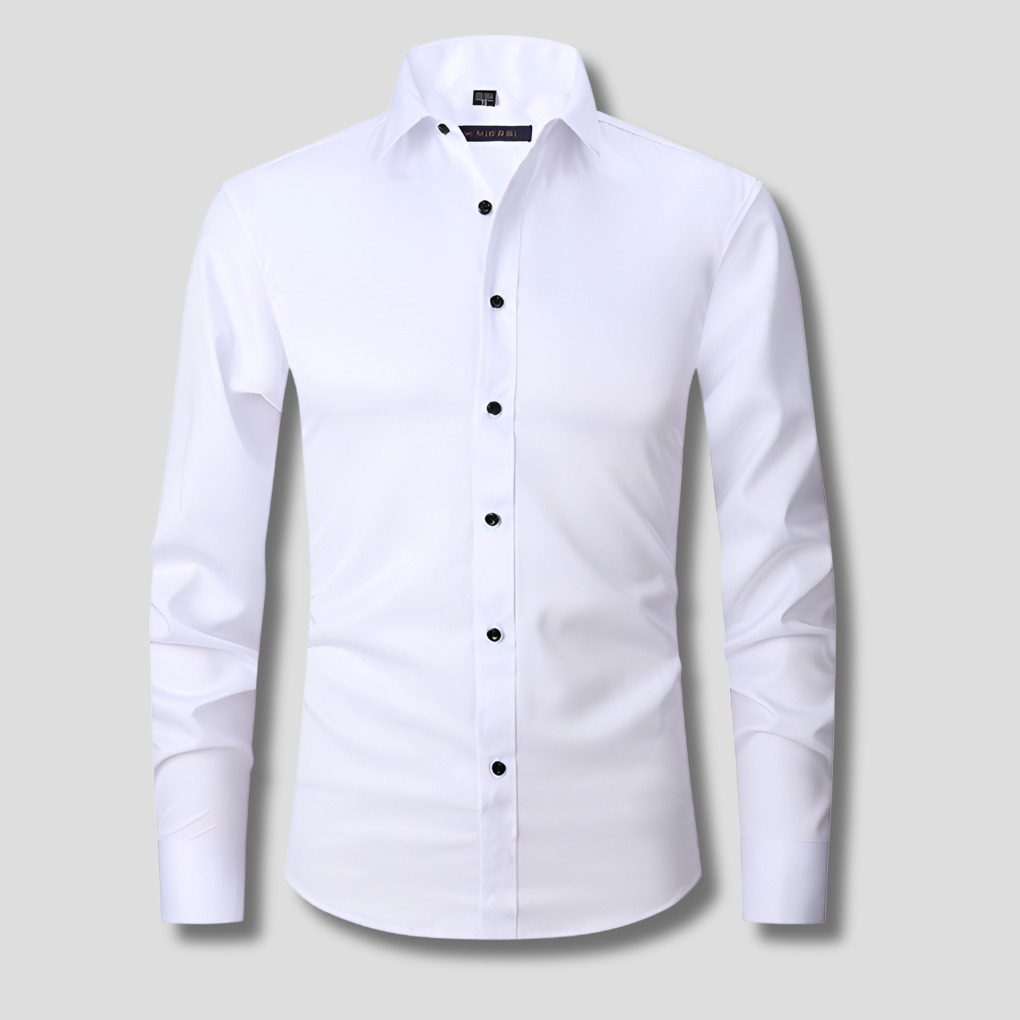Men's Slim Fit Stretch Shirt, Soft Polyester Dress Shirt