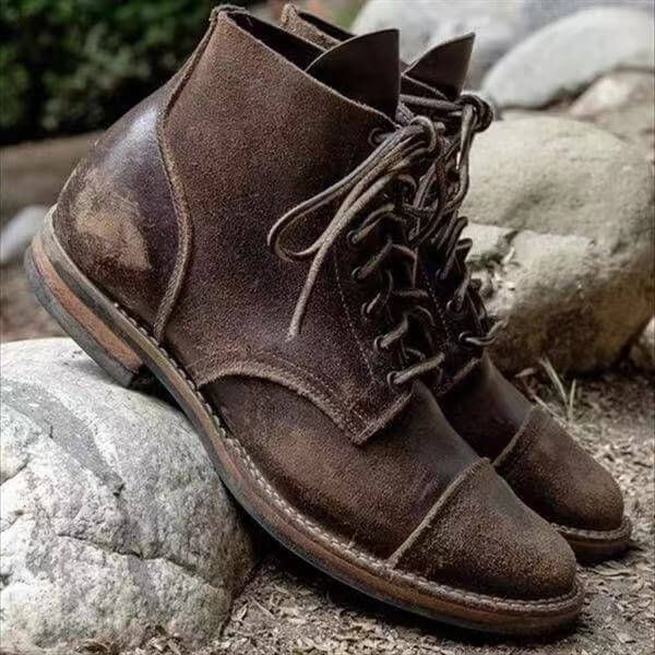 Men's Leather Boots - Classic Supportive Boots for All-Day Wear