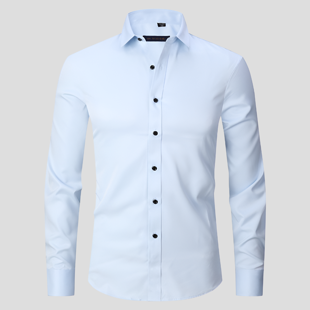 Men's Slim Fit Stretch Shirt, Soft Polyester Dress Shirt