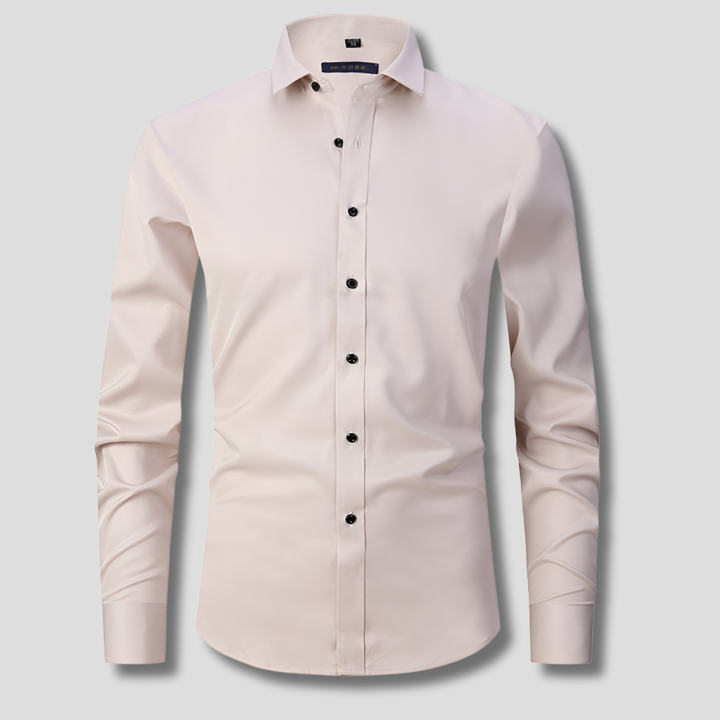 Men's Slim Fit Stretch Shirt, Soft Polyester Dress Shirt