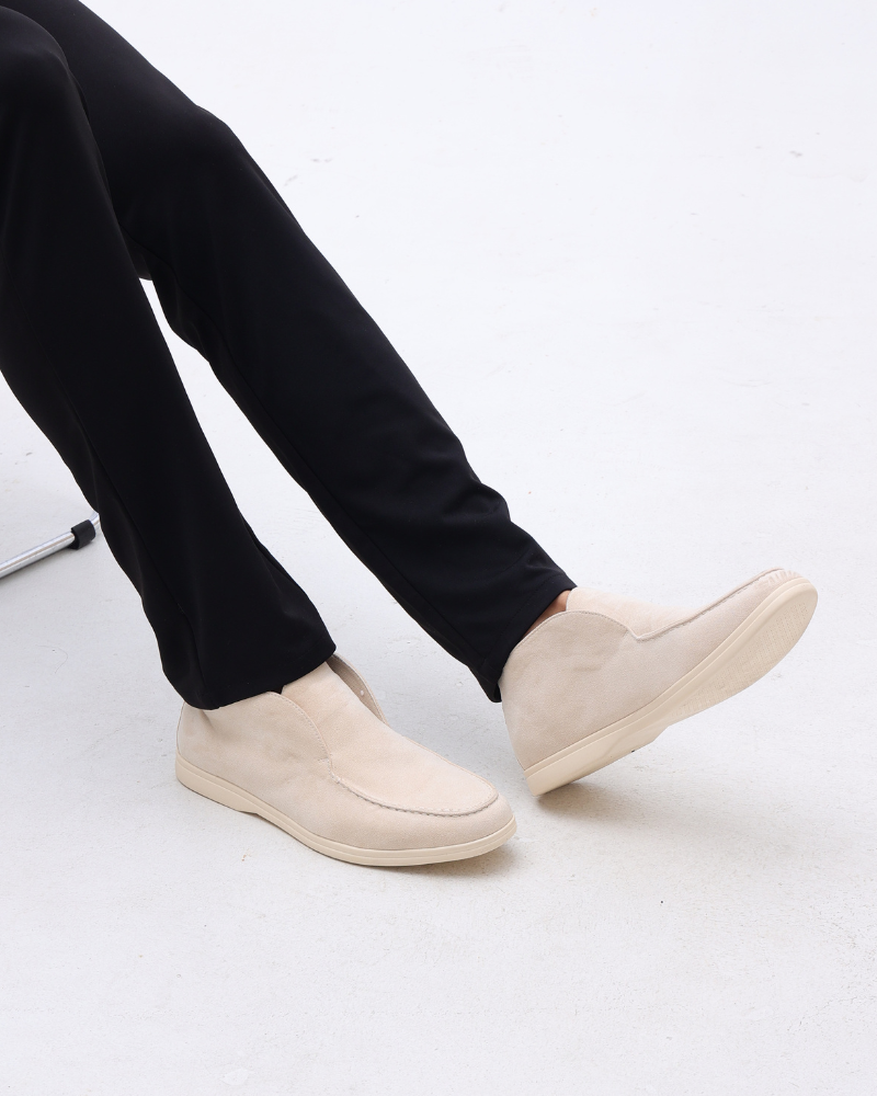 Men's High Loafers with Contrast Sole, Stylish Slip-On Shoes