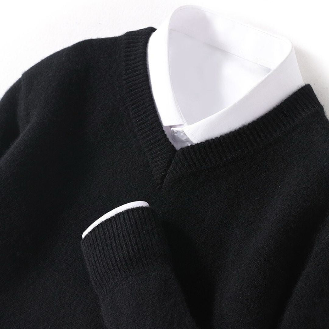 Olympia Merino V-Neck Sweater - Ultra-Soft Merino Wool for Men