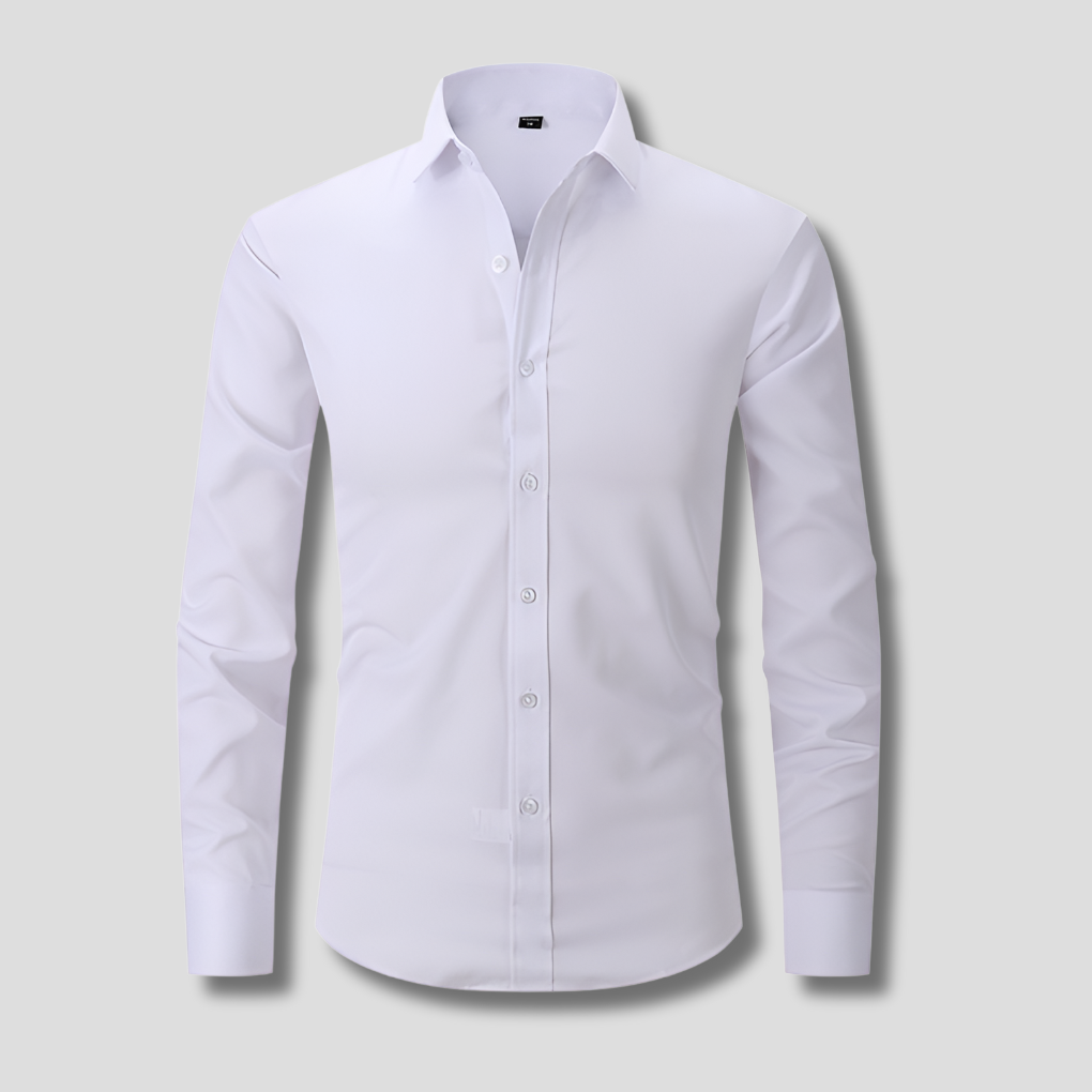 Men's Slim Fit Stretch Shirt, Soft Polyester Dress Shirt