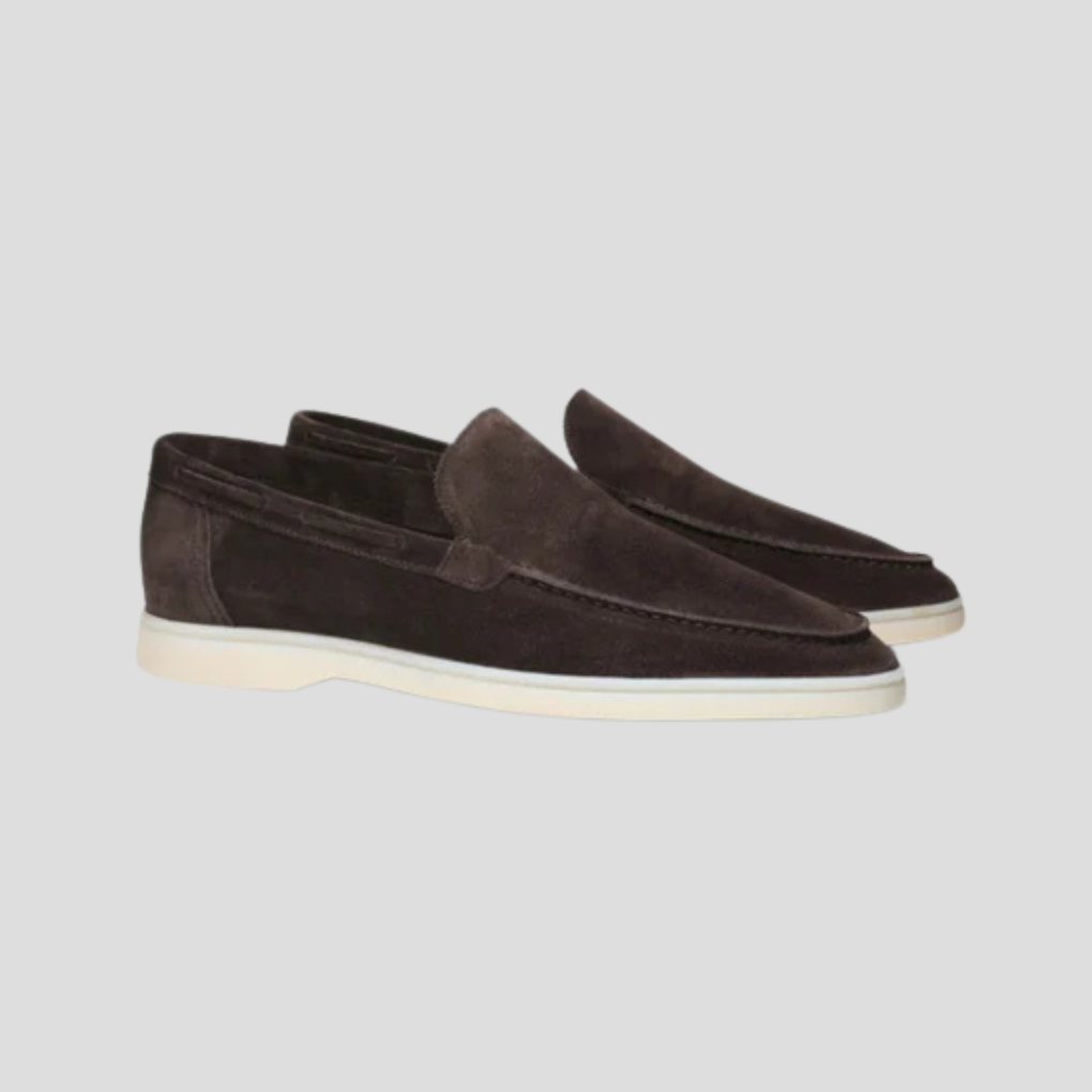 Men's Suede Loafers | Slip-On Apron Toe Dress Shoes