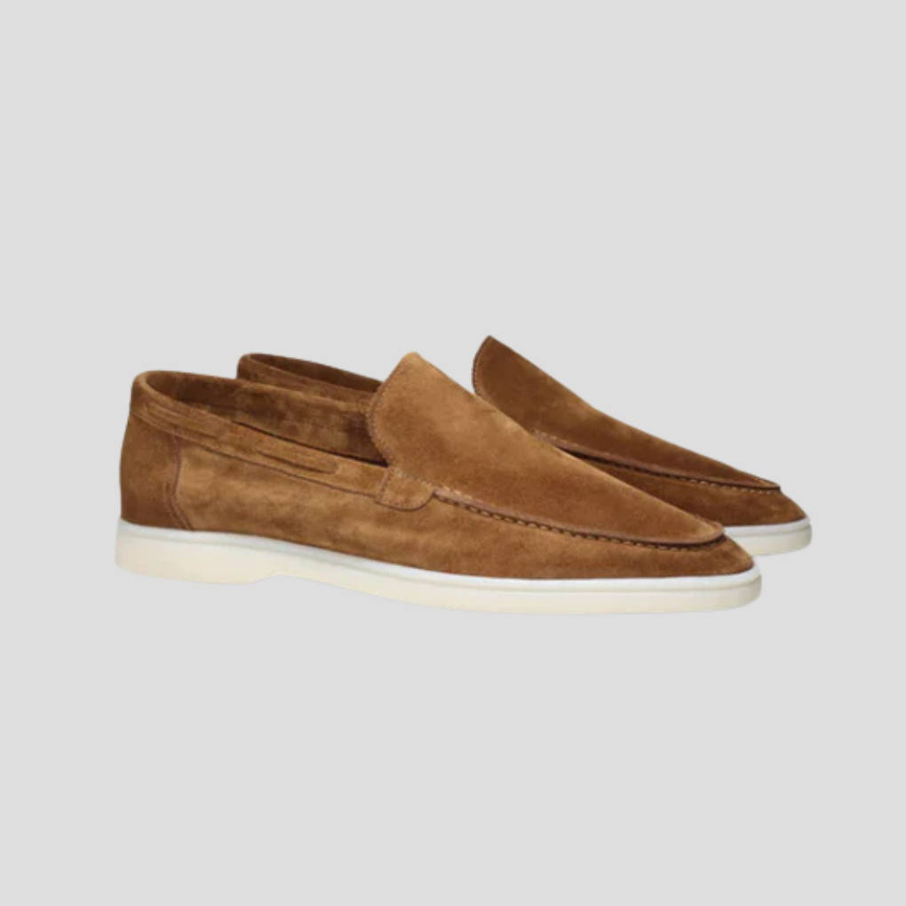 Men's Suede Loafers | Slip-On Apron Toe Dress Shoes