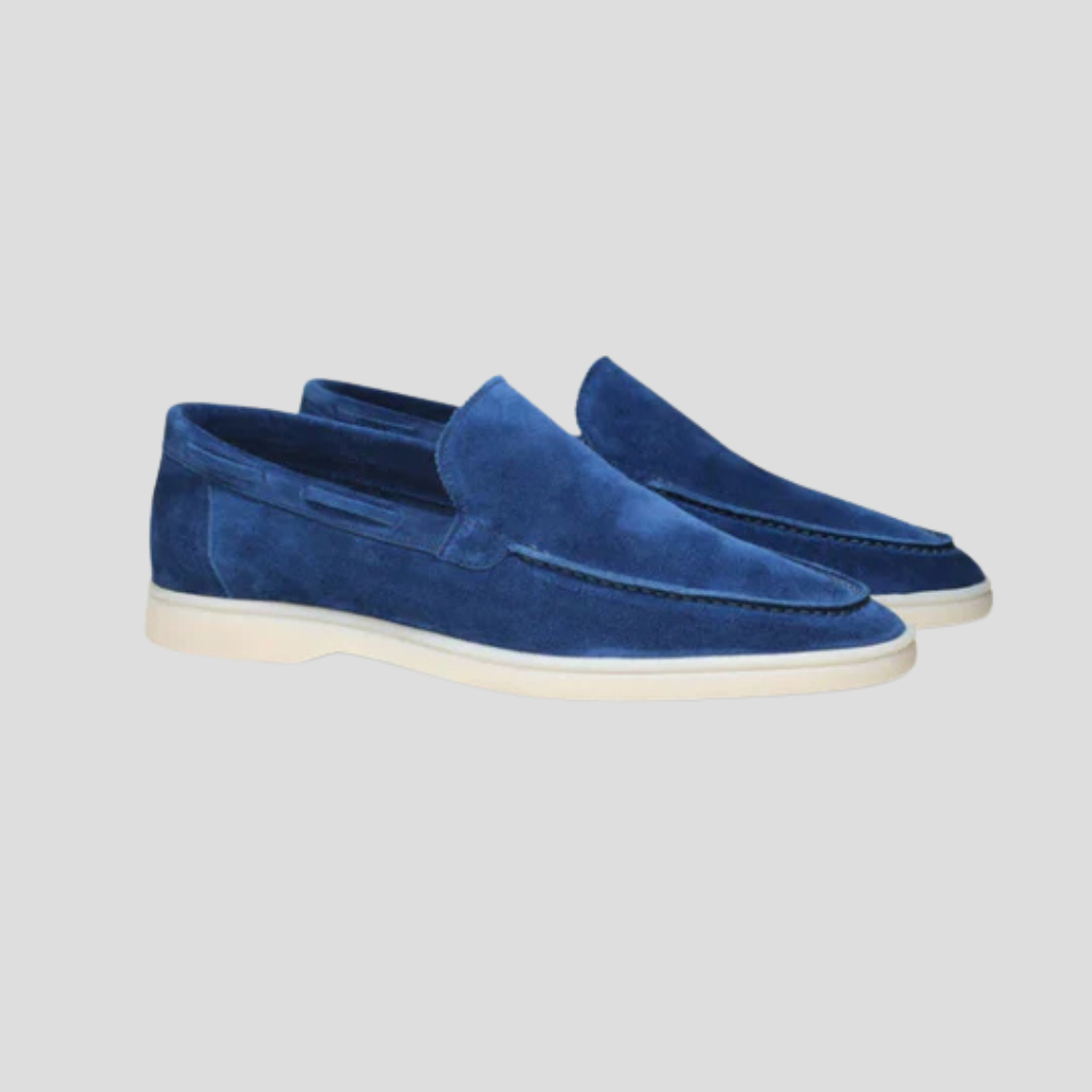 Men's Suede Loafers | Slip-On Apron Toe Dress Shoes