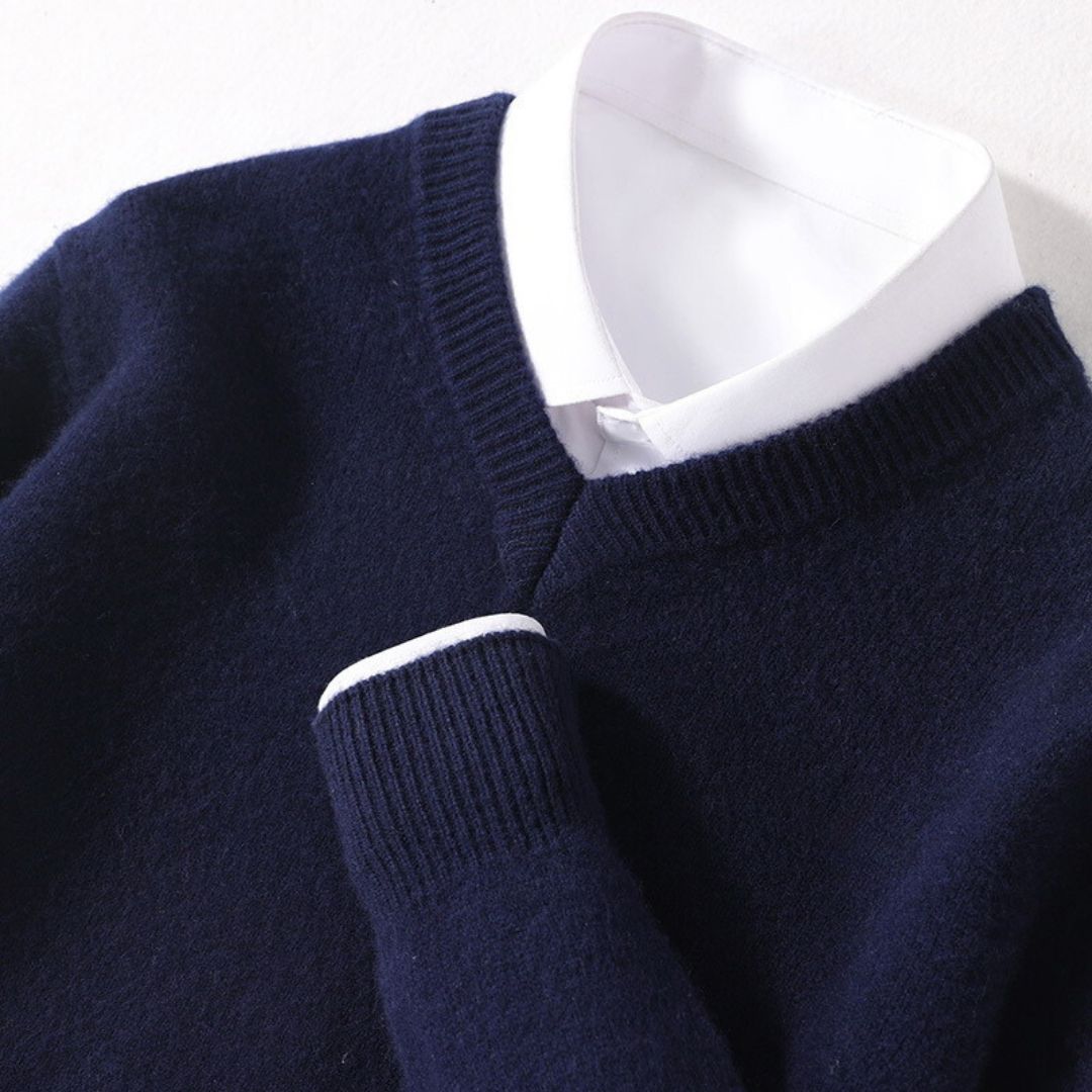 Olympia Merino V-Neck Sweater - Ultra-Soft Merino Wool for Men