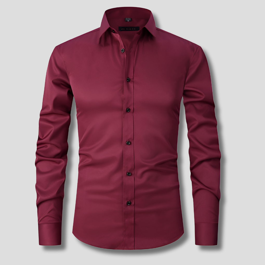 Men's Slim Fit Stretch Shirt, Soft Polyester Dress Shirt