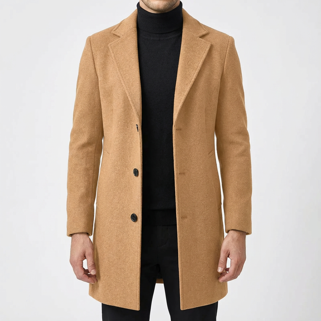 Men's Wool Blend Overcoat, Relaxed Fit with Impeccable Silhouette