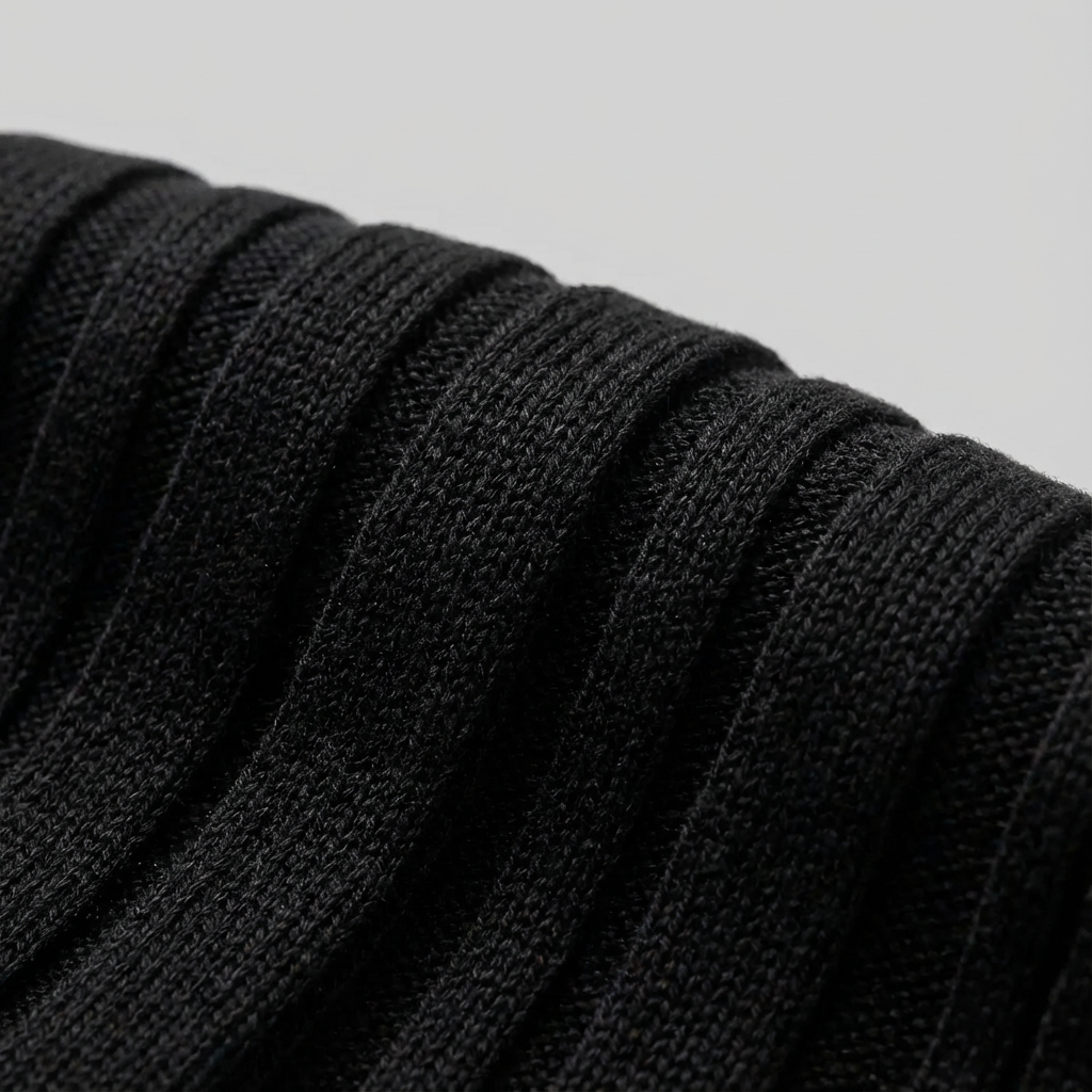 Velluto Ribbed Knit Polo for Men - Cotton-Wool Button-Down Collar