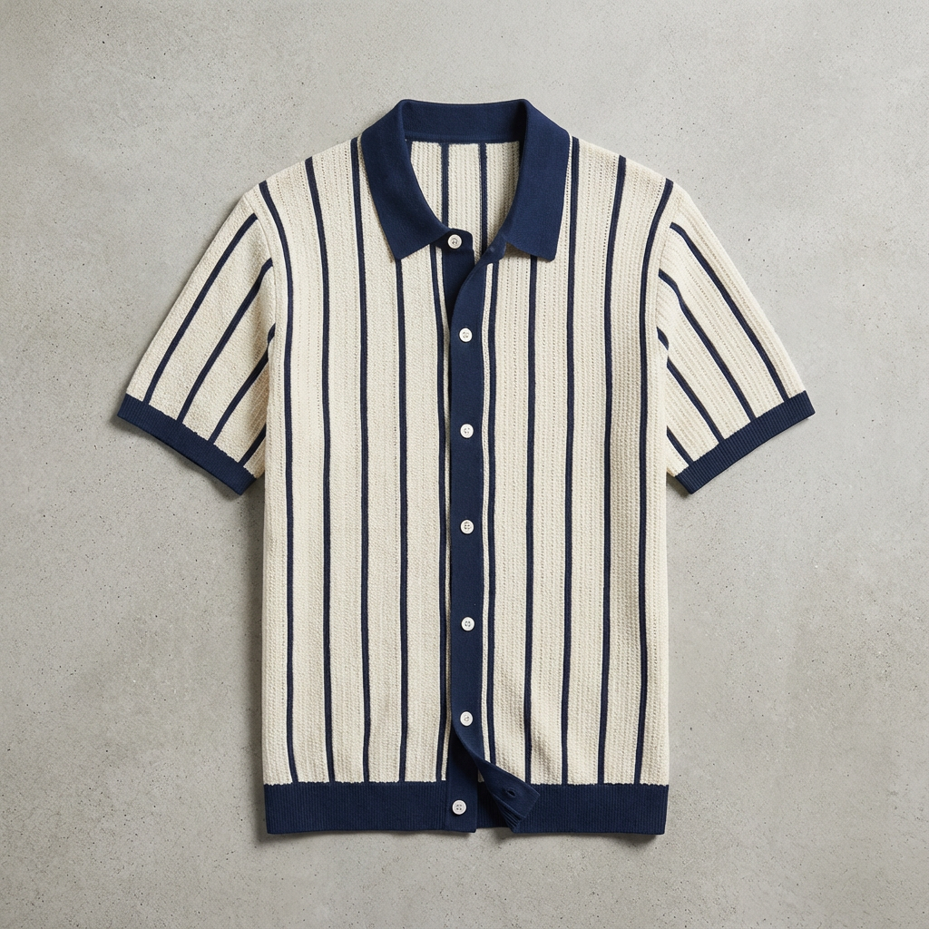 Portofino Striped Knit Polo for Men - Breathable Tailored Fit